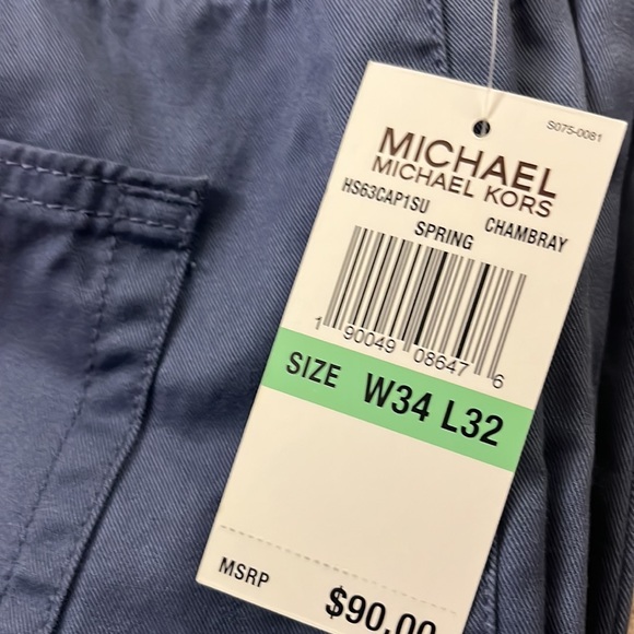 Men's Michael Kors Spring Chambray Lightweight Cotton Pants NWT Size 34 X 32 - Picture 7 of 7
